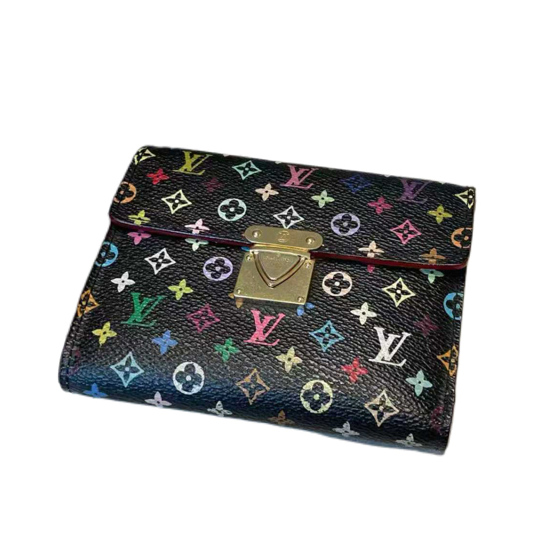 Louis Vuitton x Takashi Murakami multicolor black wallet