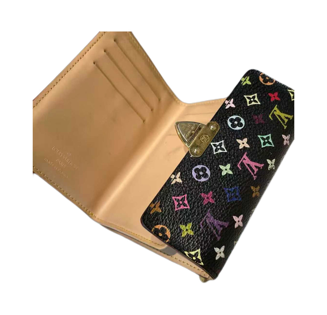 Louis Vuitton x Takashi Murakami multicolor black wallet