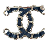 Chanel Leather Woven CC Brooch
