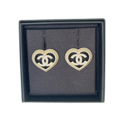 Chanel 24P Heart Earrings Gold & Crystal