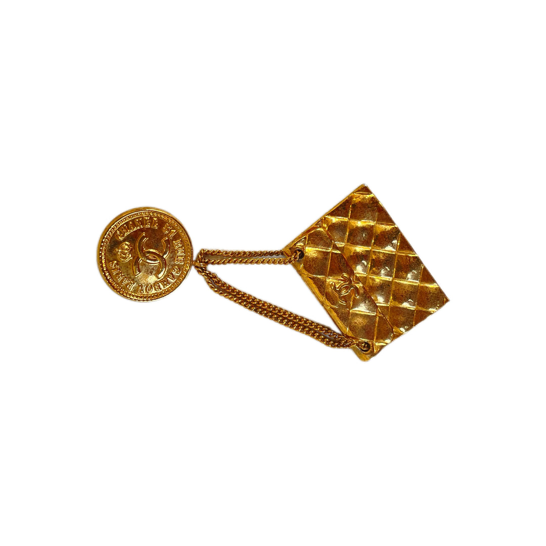 Chanel Vintage CC Quilted Flap Bag Brooch