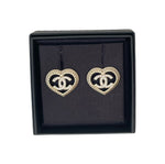 Load image into Gallery viewer, Chanel 24P Heart Earrings Gold &amp; Crystal
