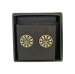 Load image into Gallery viewer, Chanel CC Crystal Gold Tone Round Stud Earrings
