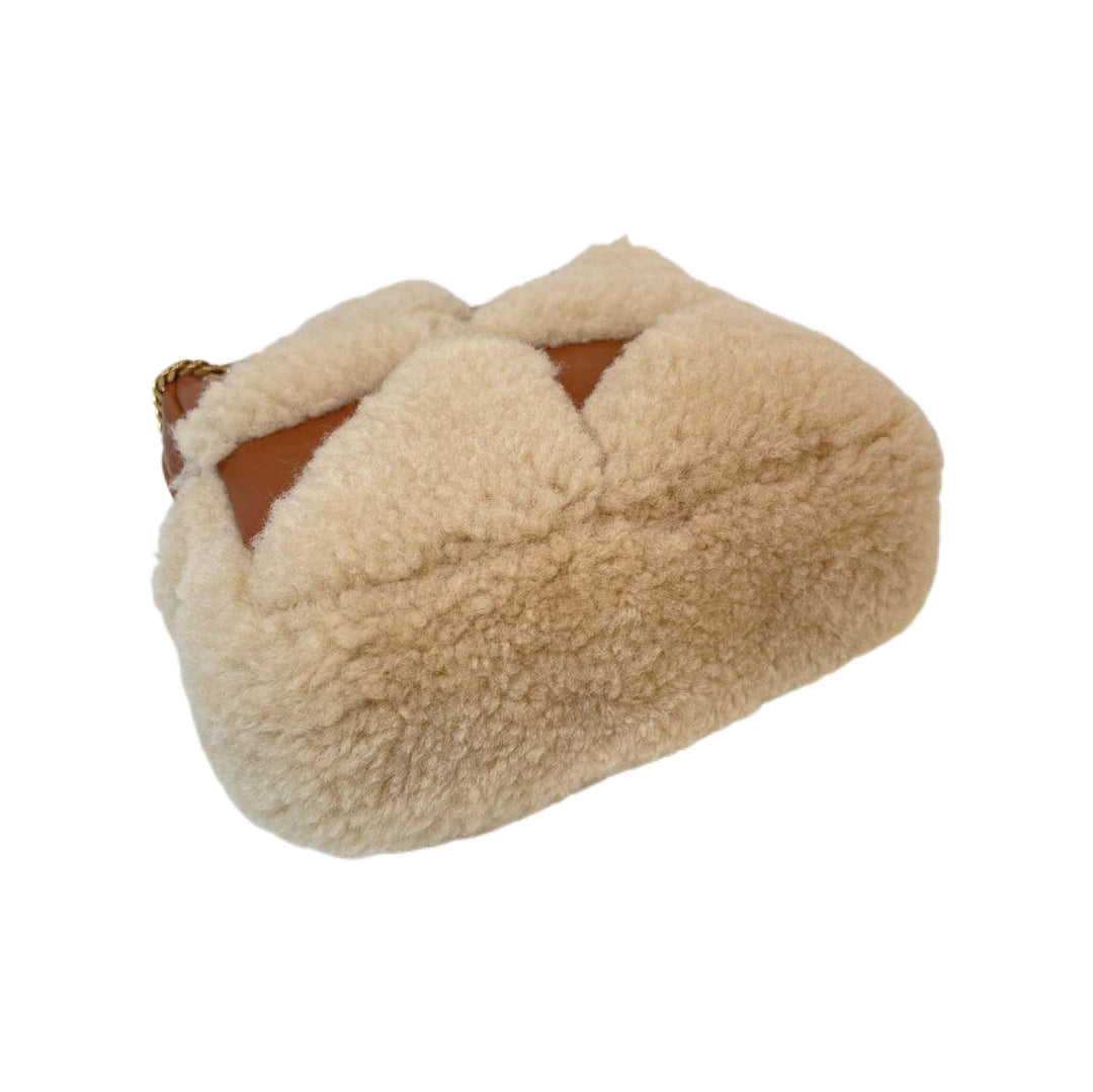 Saint Laurent Brown Shearling Jamie Cube Bag Charm