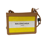 Load image into Gallery viewer, Balenciaga yellow/white striped canvas Pochette Crossbody Bag

