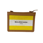 Load image into Gallery viewer, Balenciaga yellow/white striped canvas Pochette Crossbody Bag
