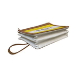 Load image into Gallery viewer, Balenciaga yellow/white striped canvas Pochette Crossbody Bag
