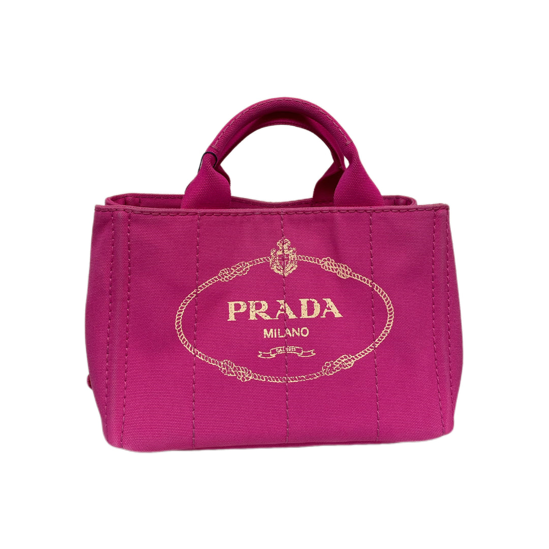 Prada Enameled Metal Triangle Grommet Canapa Small Vintage