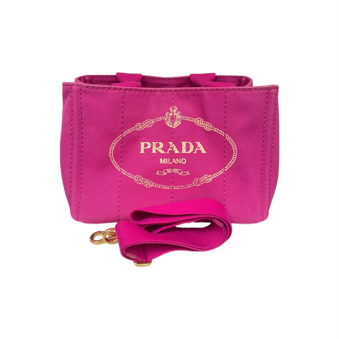 Prada Enameled Metal Triangle Grommet Canapa Small Vintage