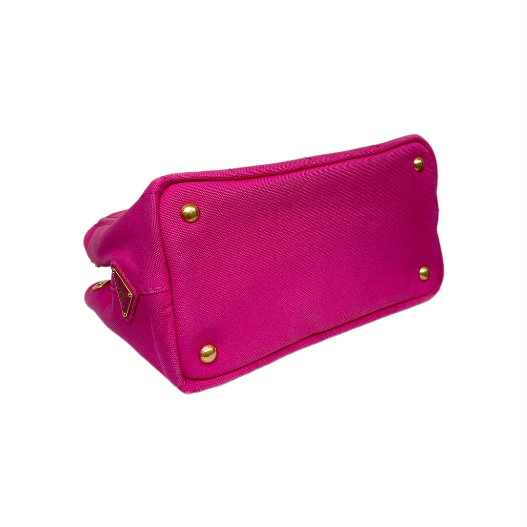 Prada Enameled Metal Triangle Grommet Canapa Small Vintage