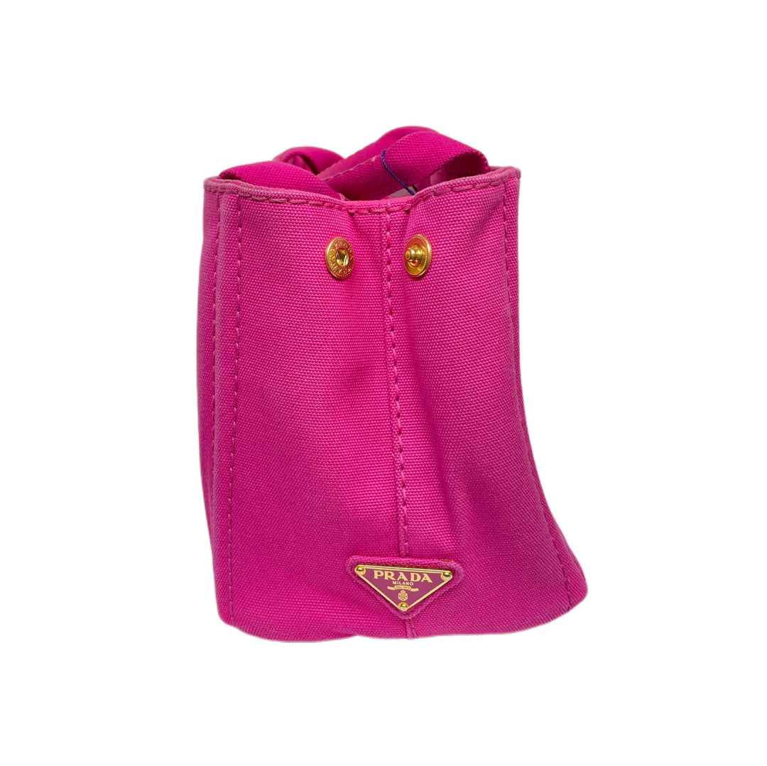 Prada Enameled Metal Triangle Grommet Canapa Small Vintage