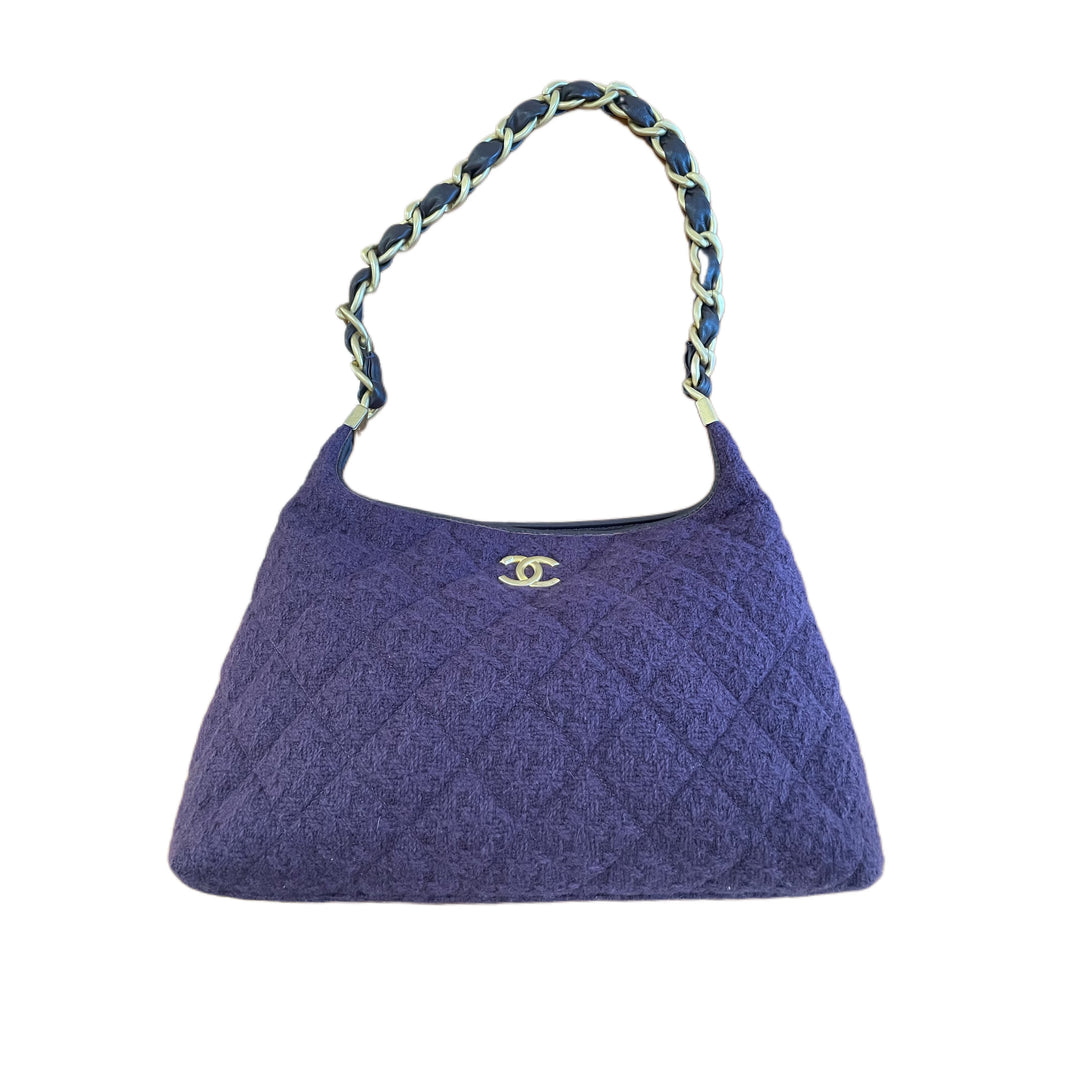 Chanel 24a wool tweed hobo bag