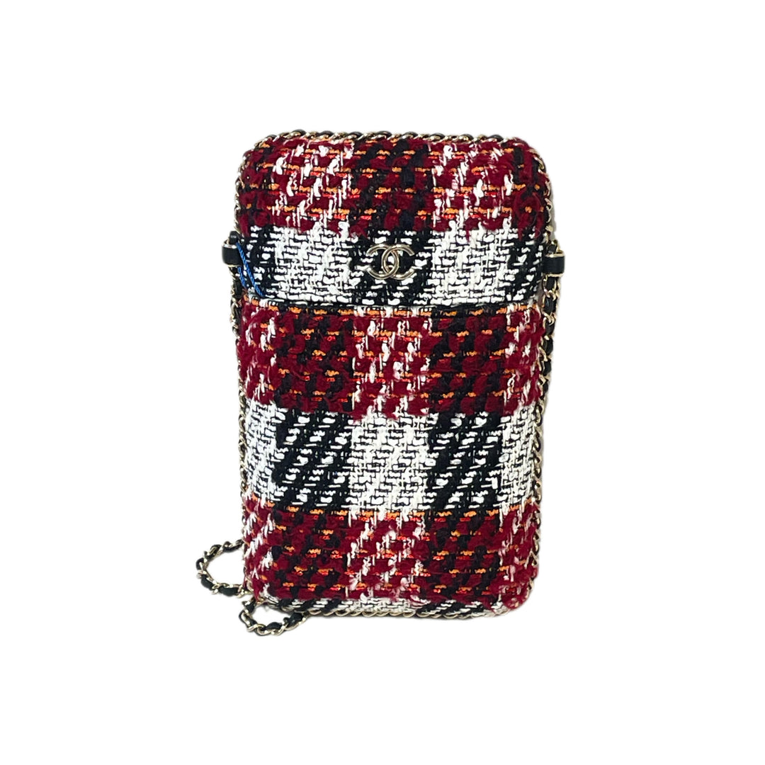 Chanel Tweed Chain Around Phone Holder