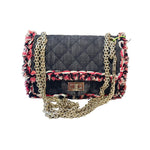 Load image into Gallery viewer, Chanel Reissue 2.55 Flap Bag Quilted Denim with Tweed Fringe 225
