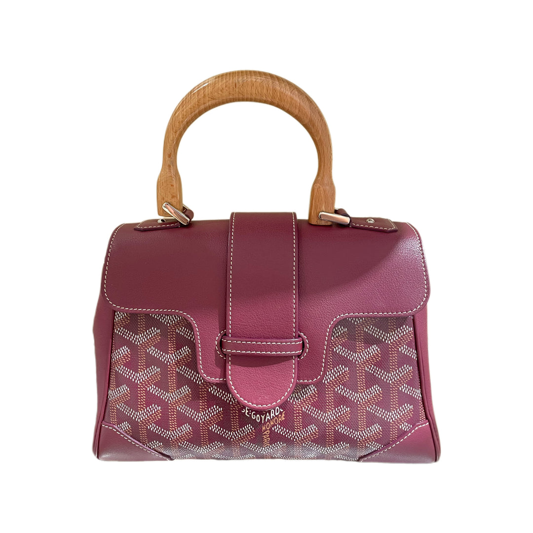 GoyardSaigon Top Handle Bag Coated Canvas with Leather Mini